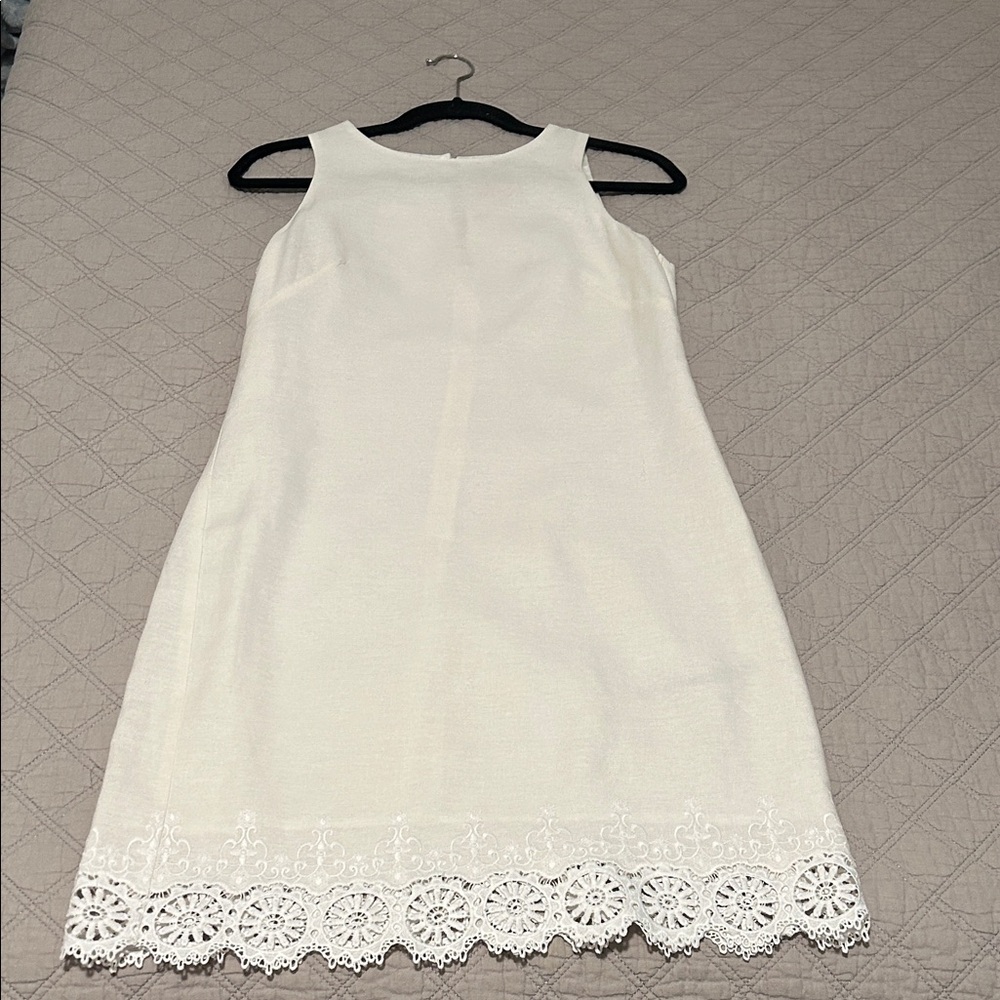 Vince Camuto White Midi Dress with Lace Hem